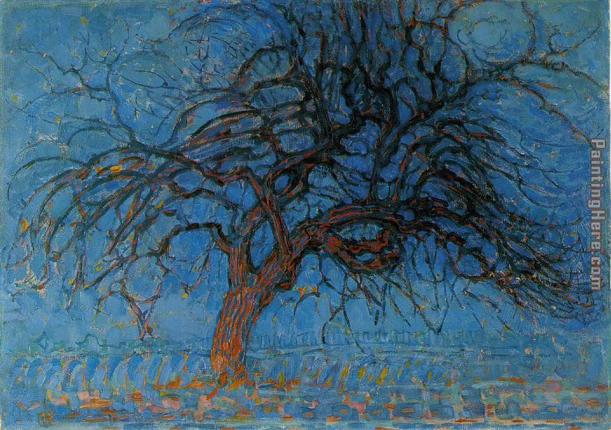 Avond Evening Red Tree painting - Piet Mondrian Avond Evening Red Tree art painting